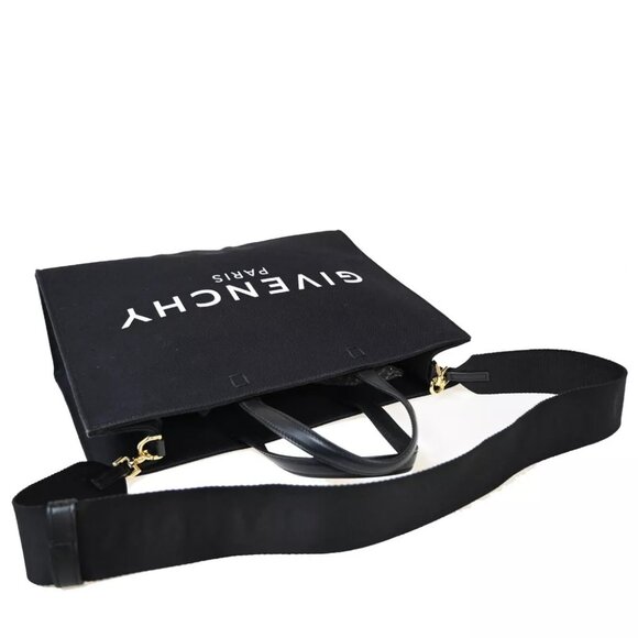 GIVENCHY G Logo 2Way Shoulder Hand Tote Bag Canvas Leather Black Italy 97FA497 - Picture 5 of 15